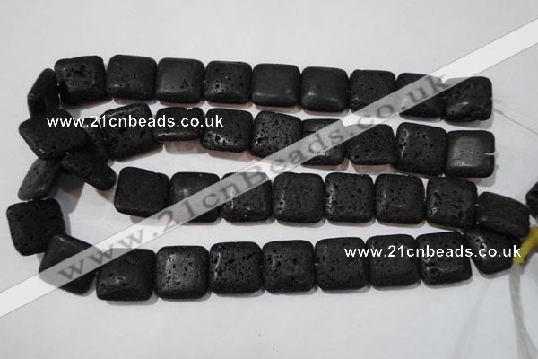 CLV495 15.5 inches 20*20mm square black lava beads wholesale