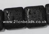 CLV496 15.5 inches 25*25mm square black lava beads wholesale