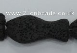 CLV50 15 inches 20*35mm pisciform black natural lava beads wholesale