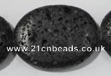 CLV509 15.5 inches 30*40mm oval black lava beads wholesale