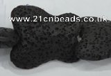 CLV52 15 inches 25*30mm butterfly-shaped black natural lava beads