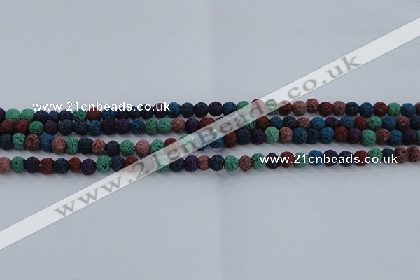 CLV520 15.5 inches 4mm round mixed lava beads wholesale