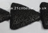 CLV53 15 inches 26*28mm triangle black natural lava beads wholesale