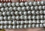 CLV530 15.5 inches 6mm round plated lava beads wholesale