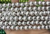 CLV531 15.5 inches 6mm round plated lava beads wholesale