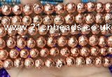 CLV532 15.5 inches 6mm round plated lava beads wholesale