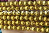 CLV534 15.5 inches 6mm round plated lava beads wholesale