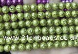 CLV535 15.5 inches 6mm round plated lava beads wholesale