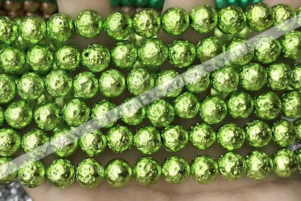 CLV536 15.5 inches 6mm round plated lava beads wholesale