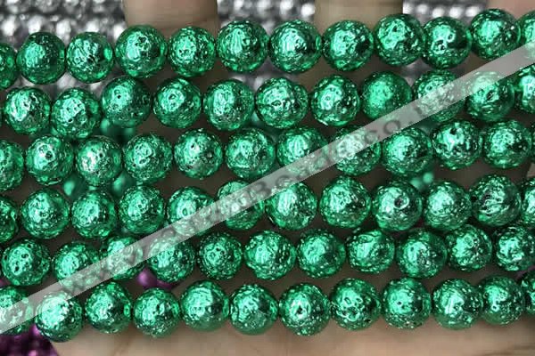 CLV537 15.5 inches 6mm round plated lava beads wholesale