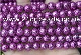 CLV538 15.5 inches 6mm round plated lava beads wholesale