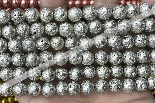 CLV540 15.5 inches 8mm round plated lava beads wholesale