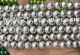 CLV541 15.5 inches 8mm round plated lava beads wholesale