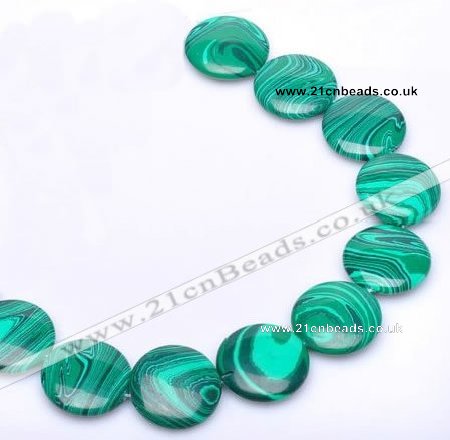 CMA08 15.5 inches 25mm coin imitate malachite beads wholesale