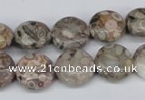 CMB08 15.5 inches 14mm flat round natural medical stone beads