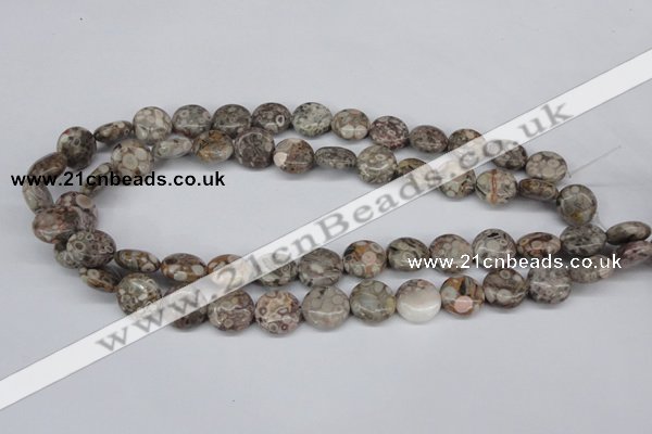 CMB08 15.5 inches 14mm flat round natural medical stone beads