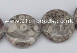 CMB12 15.5 inches 25mm flat round natural medical stone beads