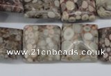 CMB21 15.5 inches 18*18mm square natural medical stone beads