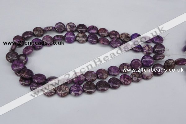 CMB30 15.5 inches 14mm flat round dyed natural medical stone beads