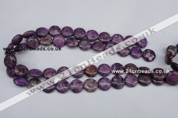 CMB31 15.5 inches 16mm flat round dyed natural medical stone beads