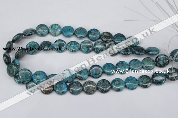 CMB42 15.5 inches 16mm flat round dyed natural medical stone beads