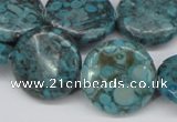 CMB43 15.5 inches 20mm flat round dyed natural medical stone beads