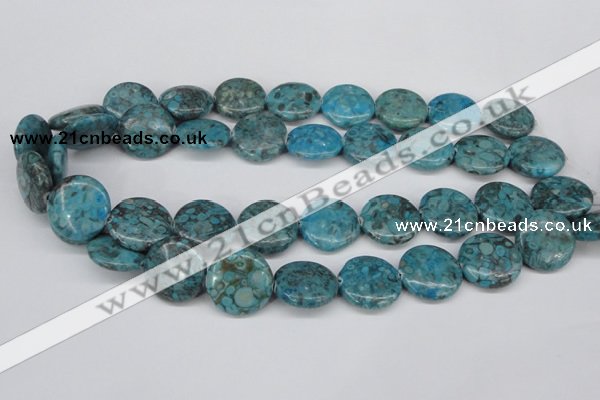 CMB43 15.5 inches 20mm flat round dyed natural medical stone beads