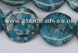 CMB44 15.5 inches 25mm flat round dyed natural medical stone beads