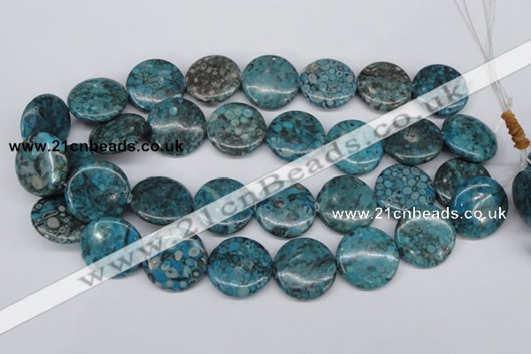 CMB44 15.5 inches 25mm flat round dyed natural medical stone beads