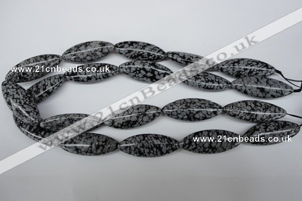 CME02 15.5 inches 15*40mm marquise snowflake obsidian beads