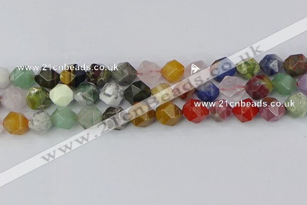 CME109 15.5 inches 12mm faceted nuggets mixed gemstone beads