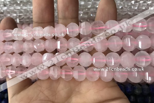 CME201 15.5 inches 7*9mm - 8*10mm pumpkin rose quartz beads