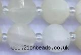 CME357 15 inches 10mm pumpkin white moonstone beads