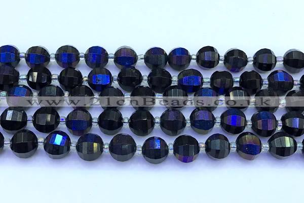 CME376 15 inches 10mm pumpkin AB-color black agate beads