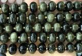 CME429 15 inches 8*12mm pumpkin golden obsidian gemstone beads