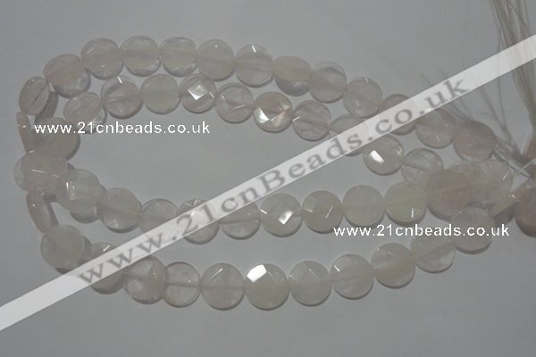 CME50 15.5 inches 15mm faceted coin rose quartz gemstone beads