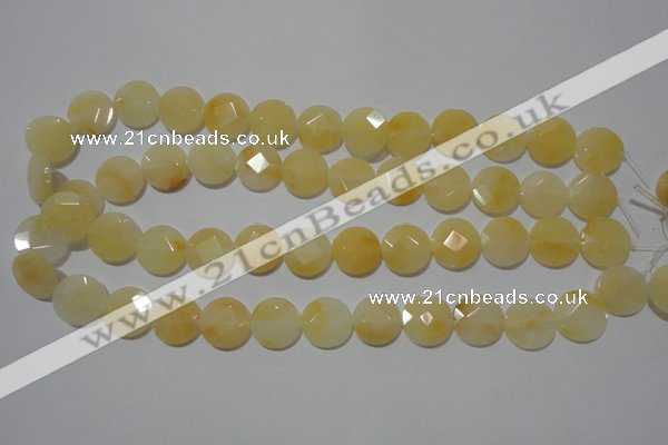 CME51 15.5 inches 15mm faceted coin yellow jade gemstone beads