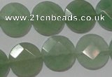 CME52 15.5 inches 15mm faceted coin green aventurine gemstone beads