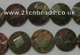 CME53 15.5 inches 15mm faceted coin unakite gemstone beads