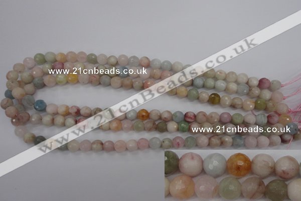 CMG122 15.5 inches 8mm faceted round natural morganite beads