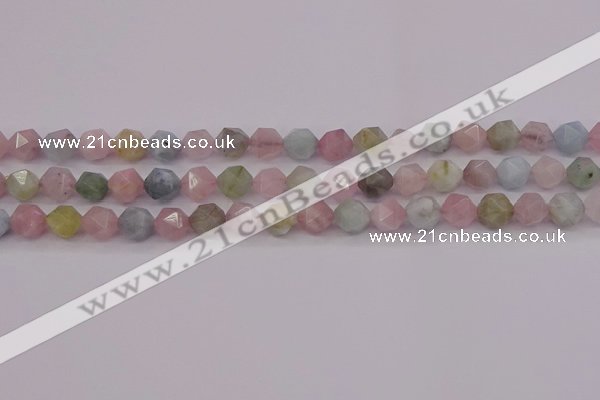 CMG202 15.5 inches 8mm faceted nuggets morganite gemstone beads