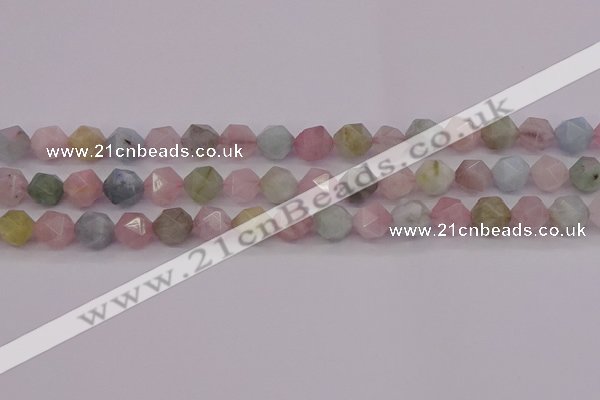 CMG203 15.5 inches 10mm faceted nuggets morganite gemstone beads