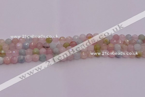 CMG210 15.5 inches 6mm faceted round morganite beads wholesale