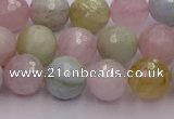 CMG211 15.5 inches 8mm faceted round morganite beads wholesale