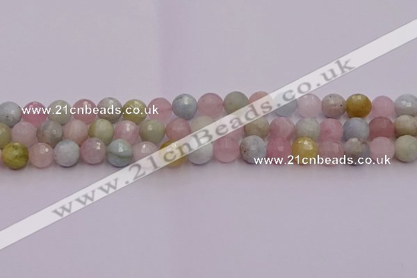 CMG211 15.5 inches 8mm faceted round morganite beads wholesale