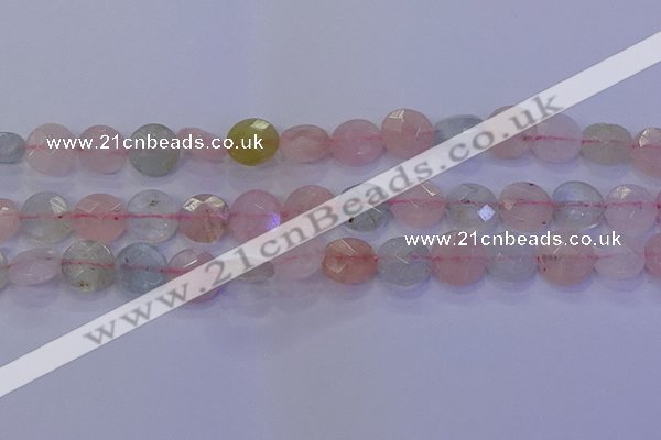 CMG253 15.5 inches 10mm faceted coin morganite beads