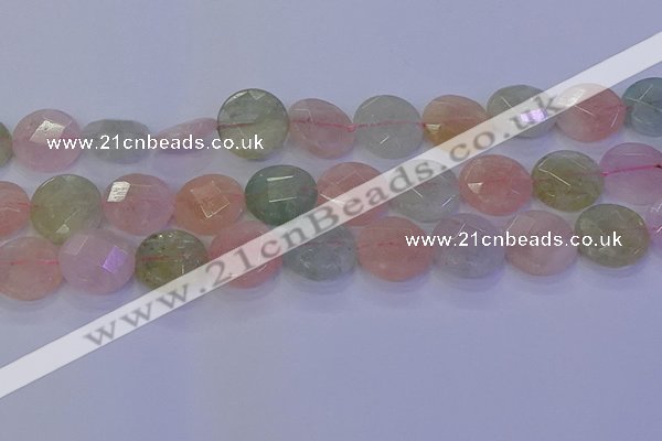 CMG256 15.5 inches 16mm faceted coin morganite beads