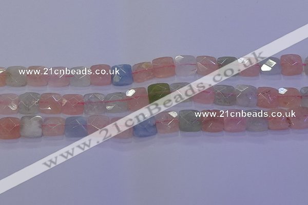 CMG259 15.5 inches 10*10mm faceted square morganite beads