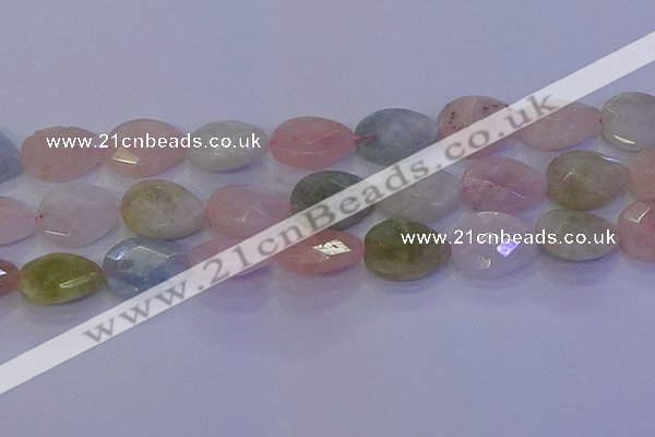 CMG275 15.5 inches 15*20mm faceted flat teardrop morganite beads