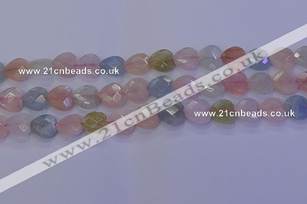 CMG283 15.5 inches 10*10mm faceted heart morganite beads